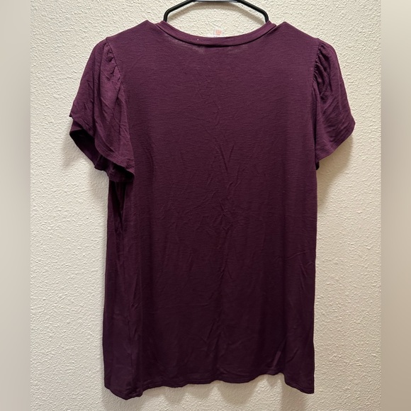 Lularoe, olive tulip sleeve top, plum purple, size xsmall - Picture 2 of 2
